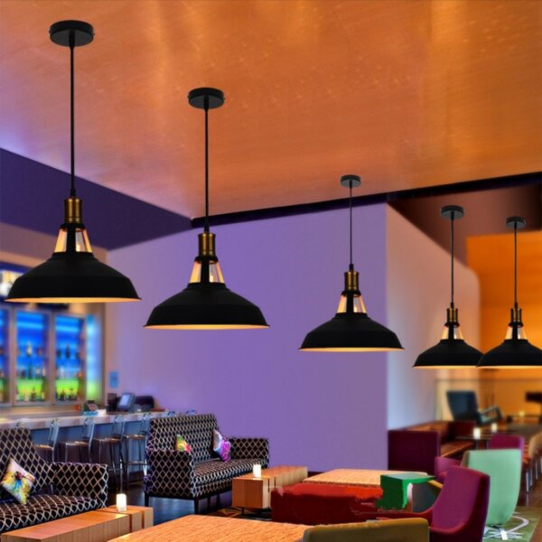 E27 White Black Iron Pendant Light - 图片 3