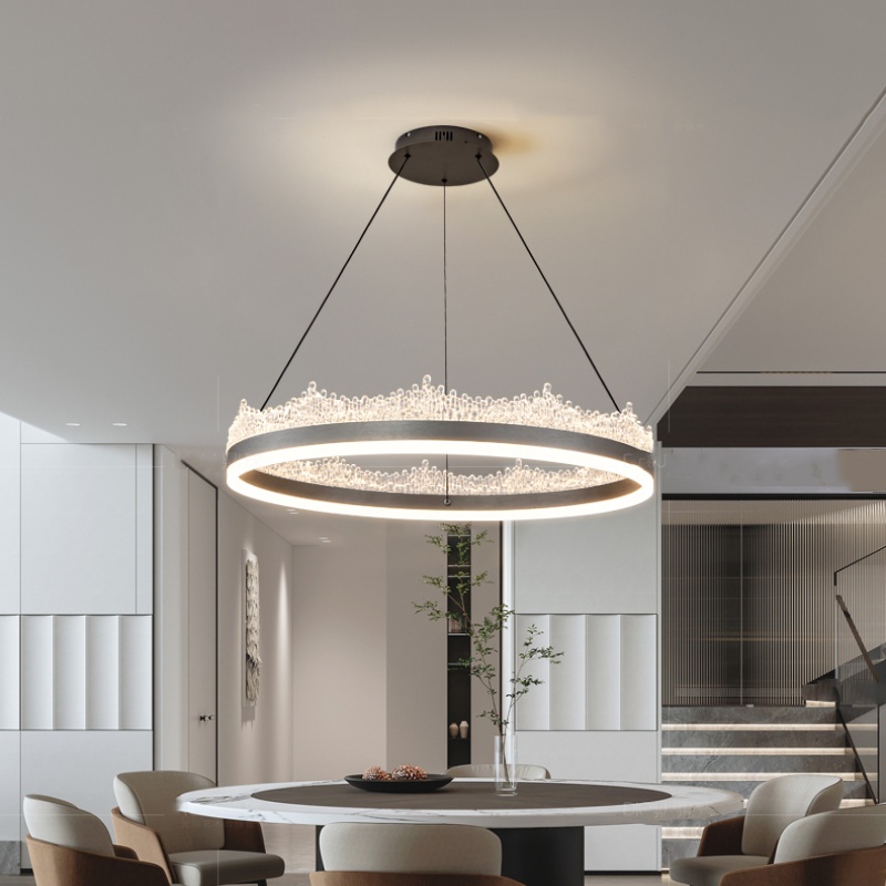 Silver Gray Resin Red Acrylic Pendant Lamp - 图片 3