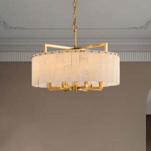 5-10 Heads Round Copper Alabaster Pendant Light