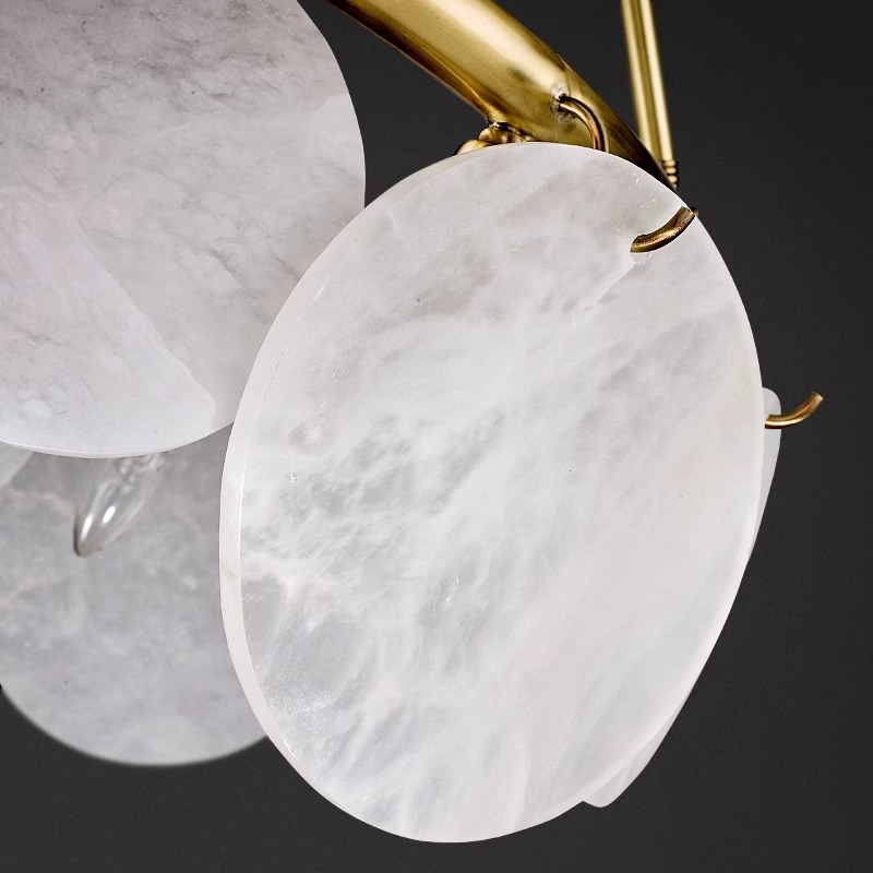 E14 Copper Round Marble Pendant Light - 图片 4