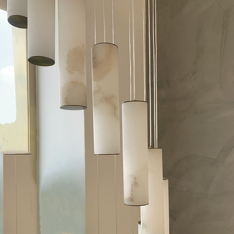 S Shape Long White Marble Pendant Light - 图片 4