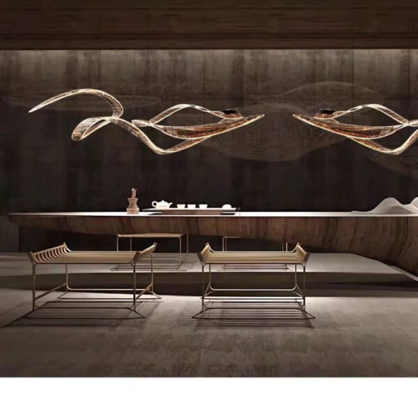 Acrylic Metal Ribbon Pendant Light - 图片 4