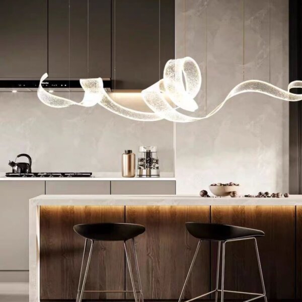 Cyan Hardware Acrylic Wave Pendant Light - 图片 4