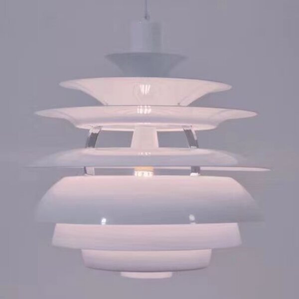 D40cm White Metal Pendant Light - 图片 4