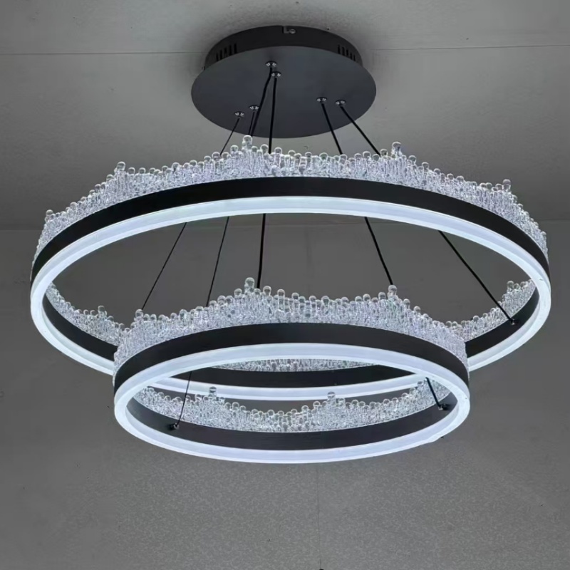 Silver Gray Resin Red Acrylic Pendant Lamp - 图片 4