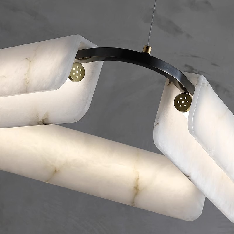 Full Copper Marble Black Gold Pendant Light - 图片 5