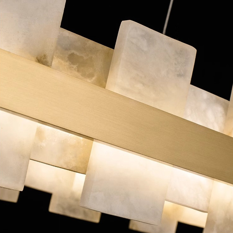 D60/80cm Marble Alabaster Round Pendant Light - 图片 5