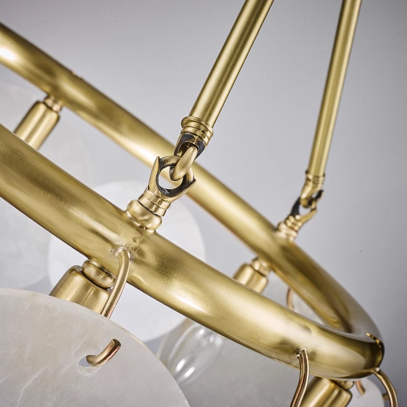 E14 Copper Round Marble Pendant Light - 图片 5