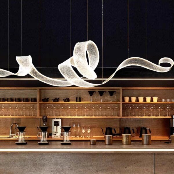 Cyan Hardware Acrylic Wave Pendant Light - 图片 5