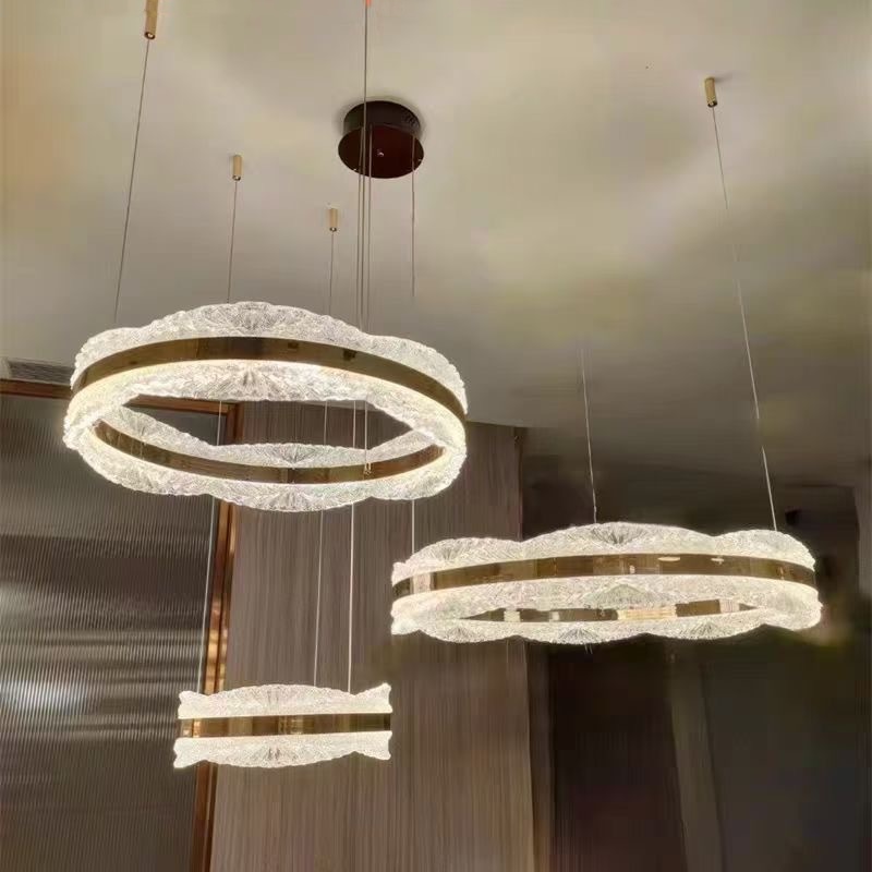 Acrylic Leaf Round LED Pendant Lamp - 图片 5