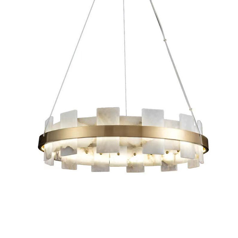 D60/80cm Marble Alabaster Round Pendant Light - 图片 6