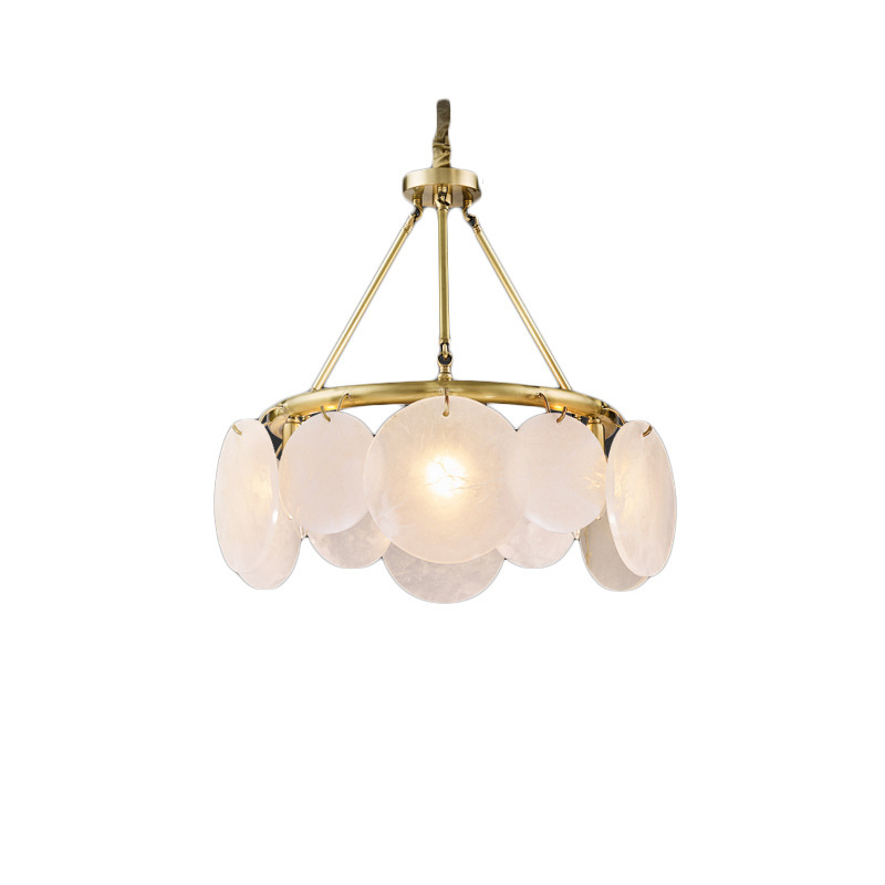 E14 Copper Round Marble Pendant Light - 图片 6