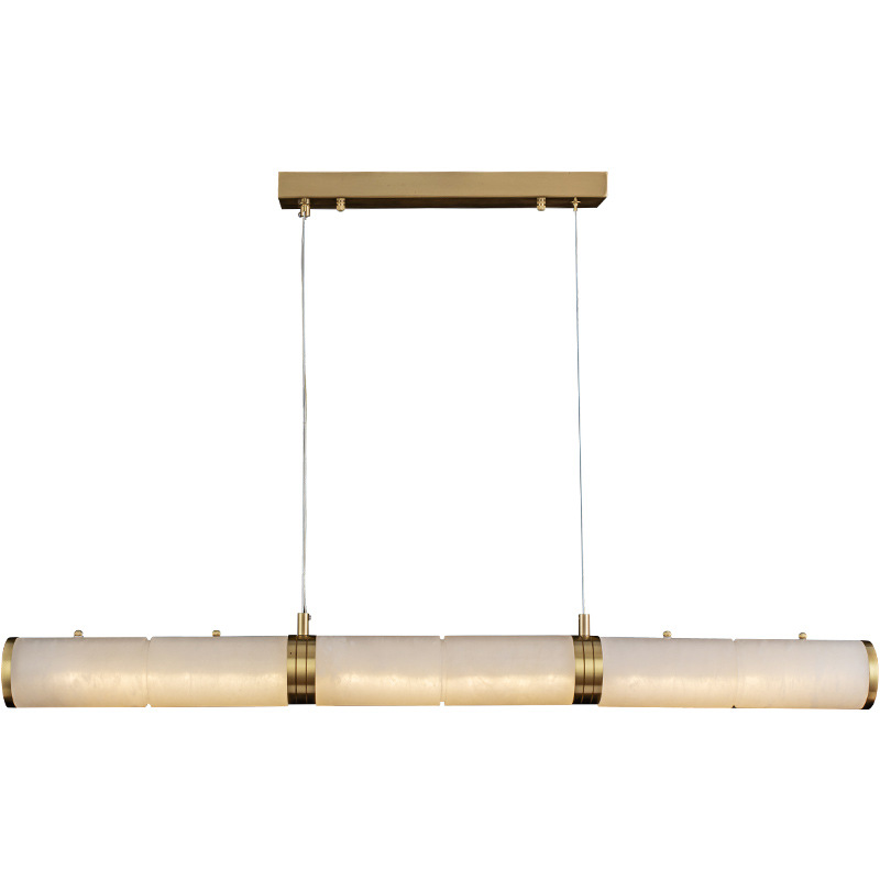 Long Cylinder Copper Marble Pendant Light - 图片 6