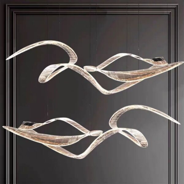 Acrylic Metal Ribbon Pendant Light - 图片 6