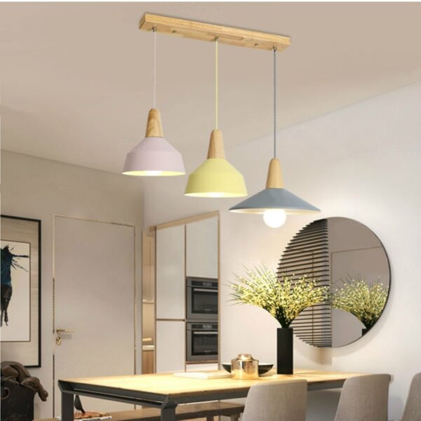 White Black Blue Wood Aluminum Pendant Lamp - 图片 6