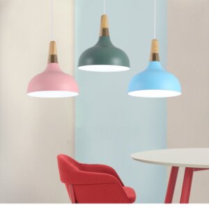 H21cm Colorful Iron Wood Pendant Lamp