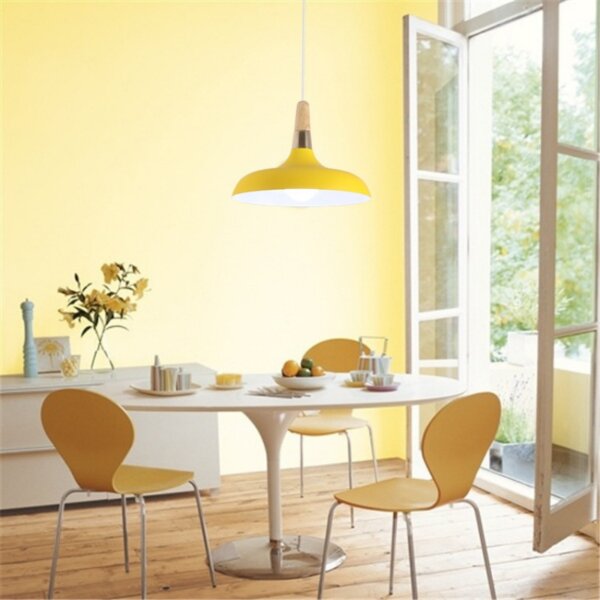 H21cm Colorful Iron Wood Pendant Lamp - 图片 2