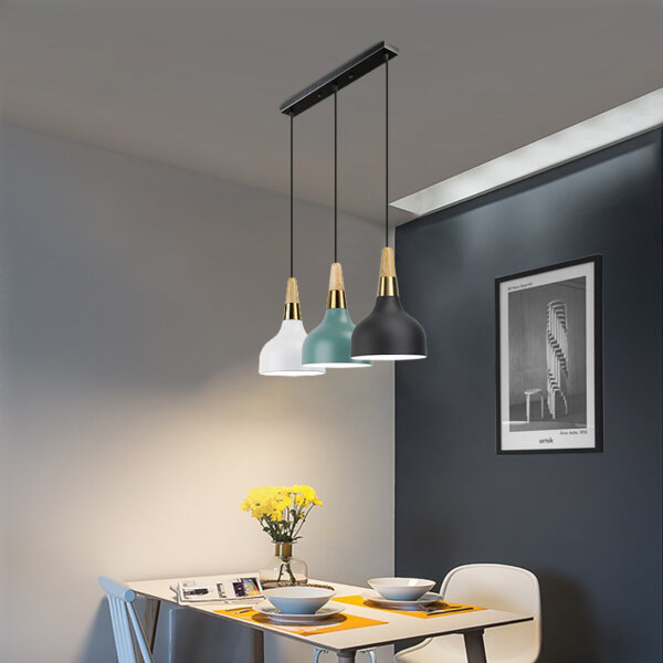 H21cm Colorful Iron Wood Pendant Lamp - 图片 6