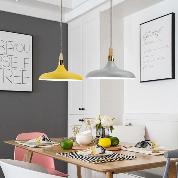 H21cm Colorful Iron Wood Pendant Lamp - 图片 7