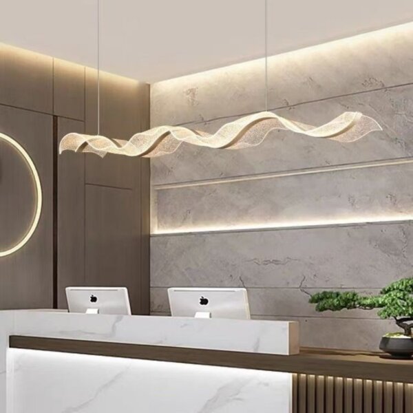 Clear Gold Wave Acrylic Pendant Lamp - 图片 5