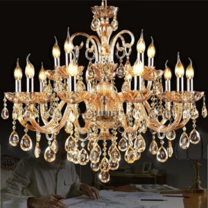Grey Brown Amber Crystal Chandelier