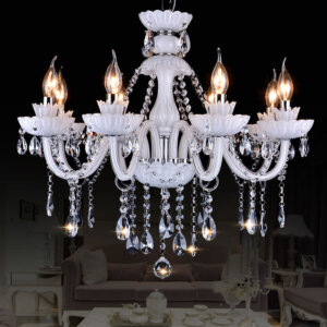 Large White Crystal Candle Chandelier