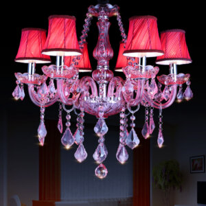 Deep Pink Candle Crystal Chandelier