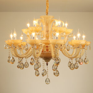 Gold Iron Crystal Glass Chandelier