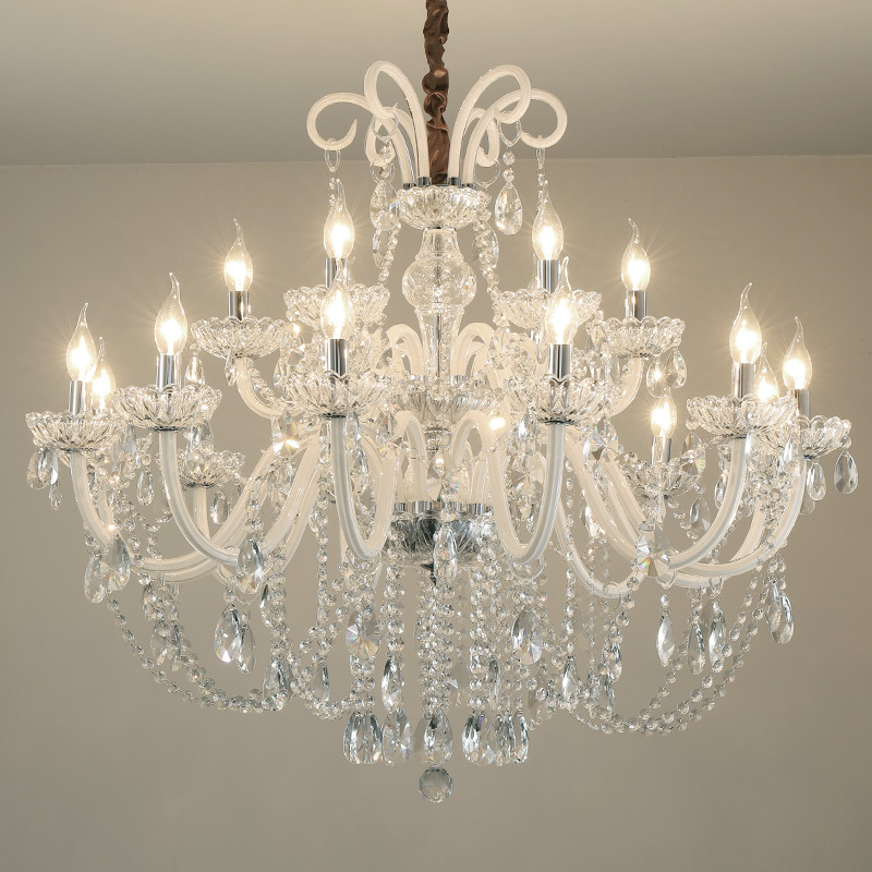 White Crystal Candle Chandelier
