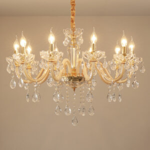 Iron Glass Candle Crystal Chandelier