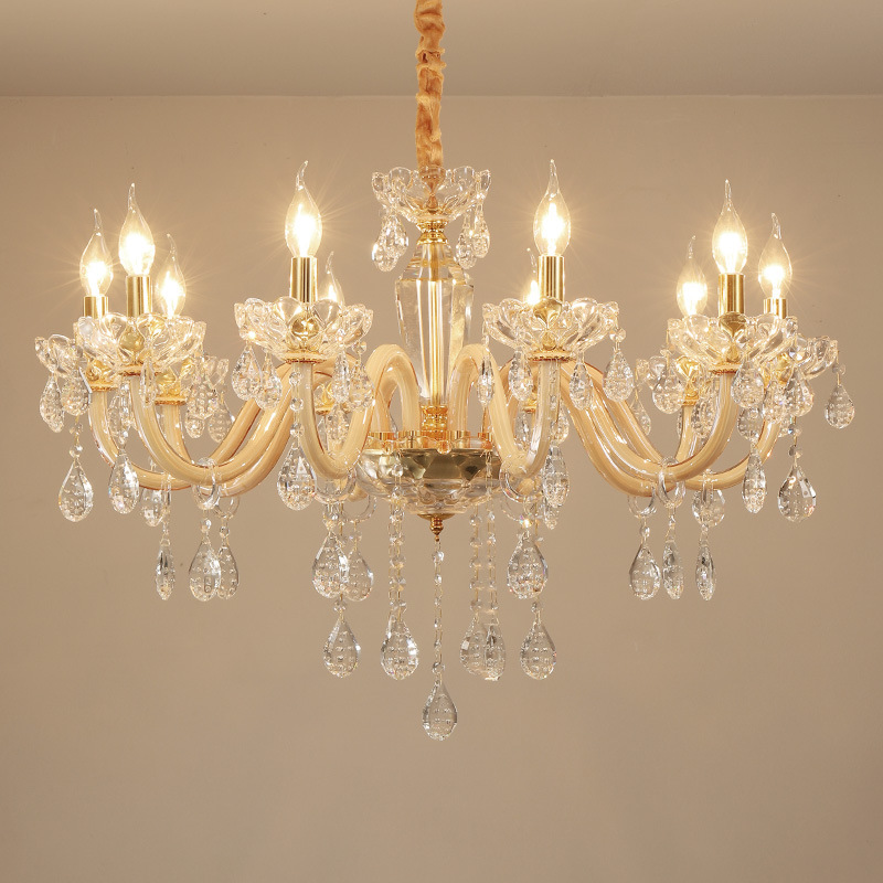 Iron Glass Candle Crystal Chandelier