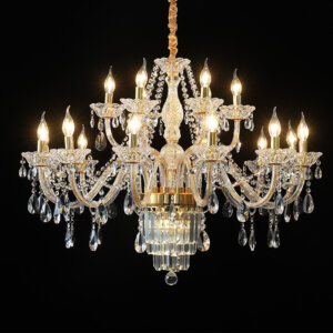 Transparent Gold Glass Chandelier