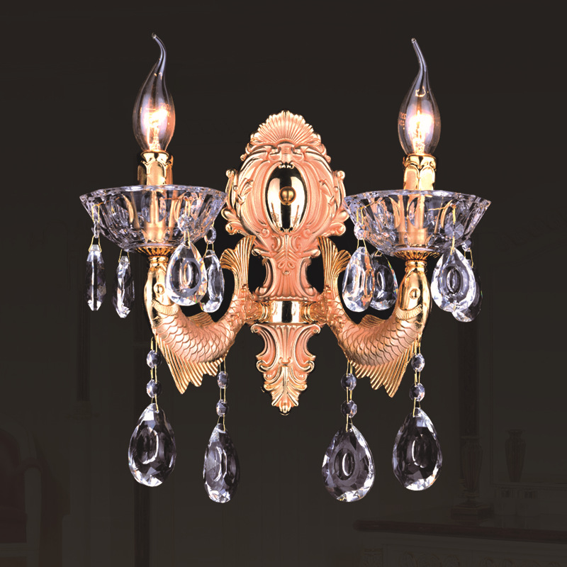 E14 Glass Zinc Alloy Crystal Wall Light