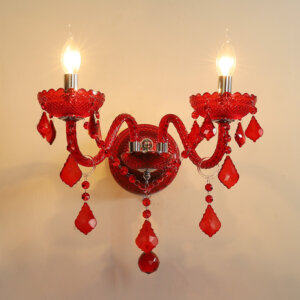 1-5 Heads Red Crystal Glass Wall Lamp
