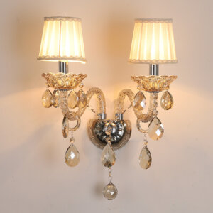 1/2 Heads Glass Candle Crystal Wall Lamp