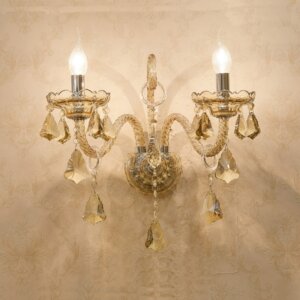 1-3 Heds Amber Crystal Wall Light