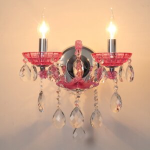 Pink Candle Crystal Wall Light
