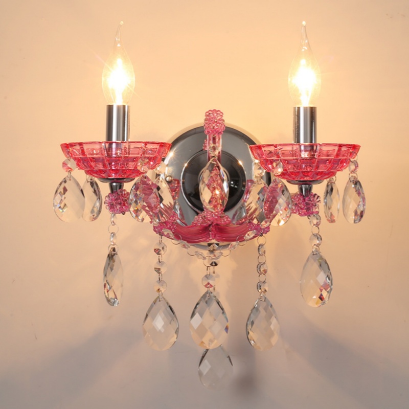 Pink Candle Crystal Wall Light