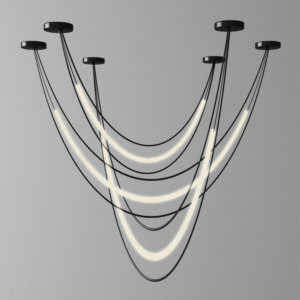 Art Linear Iron Black Pendant Lamp