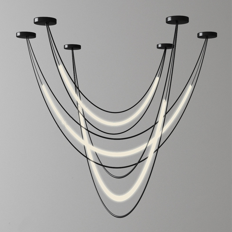 Art Linear Iron Black Pendant Lamp