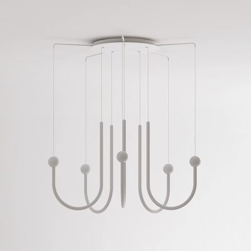 6-10 Heads Linear Milky White Pendant Lamp