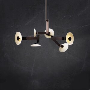 6 Heads Coffee Gold White Pendant Lamp