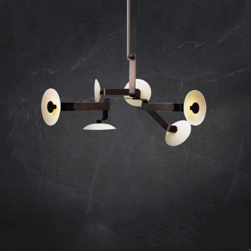 6 Heads Coffee Gold White Pendant Lamp