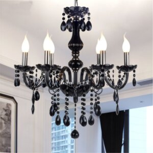 Black Crystal Candle Chandelier