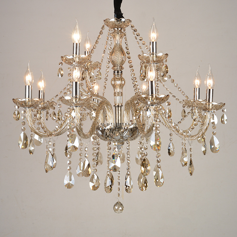 Iron Crystal Fabric Brown Chandelier