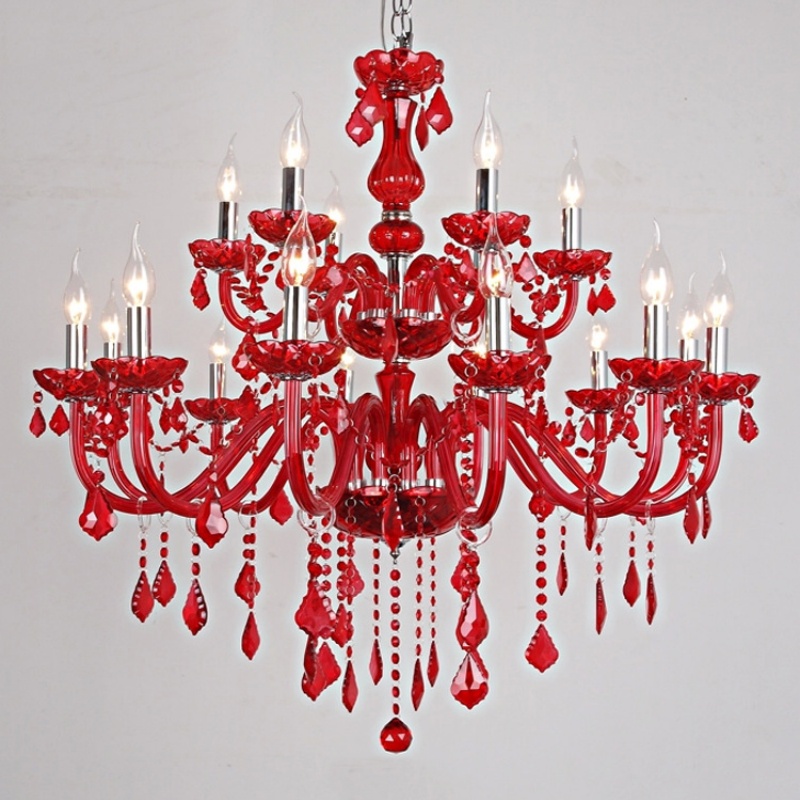 Red Crystal Candle Chandelier