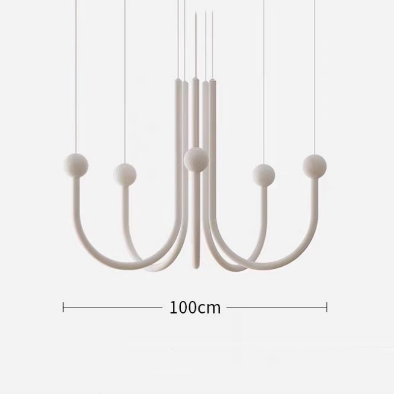 6-10 Heads Linear Milky White Pendant Lamp - 图片 9