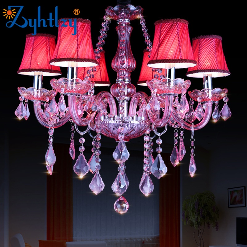 Deep Pink Candle Crystal Chandelier - 图片 2