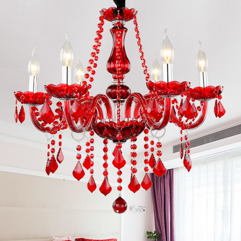 Red Crystal Candle Chandelier - 图片 2