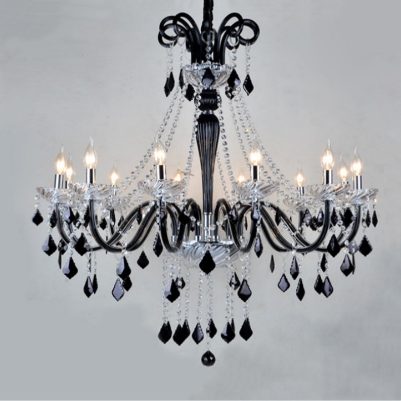 Black Crystal Glass Chandelier - 图片 2